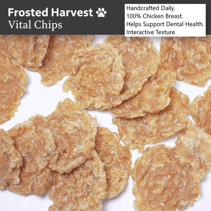 Frosted Harvest Vital Chips on a white background with brand name and product description text.